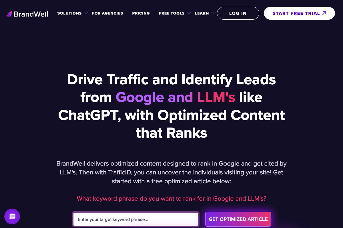 Brandwell homepage interface screenshot