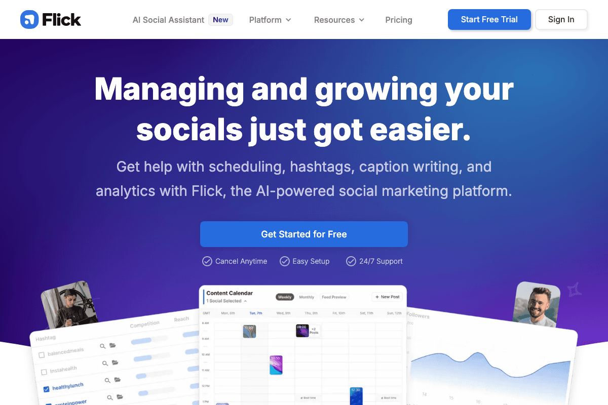 Flick homepage interface screenshot