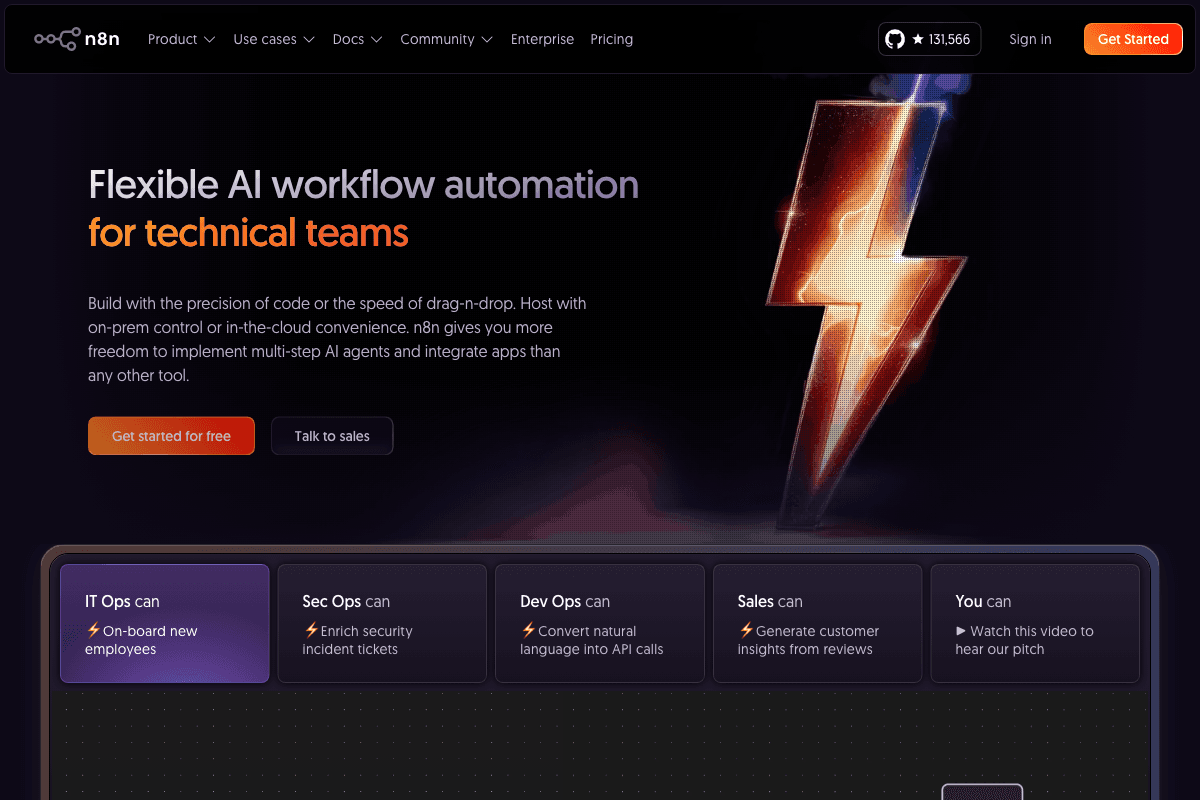 n8n homepage interface screenshot