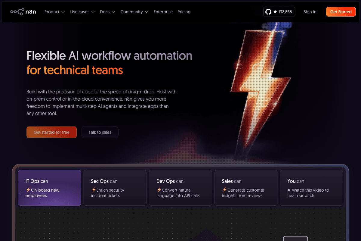 n8n homepage interface screenshot