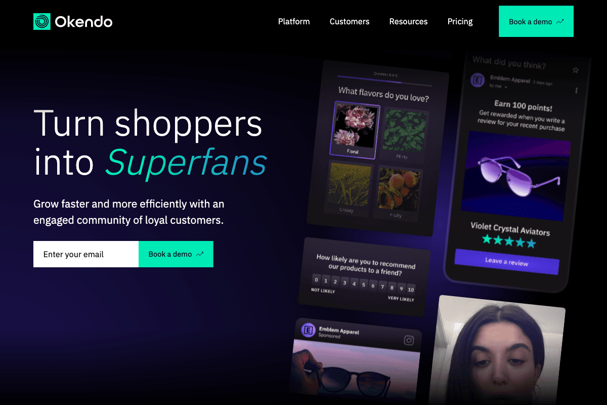 Okendo homepage interface screenshot