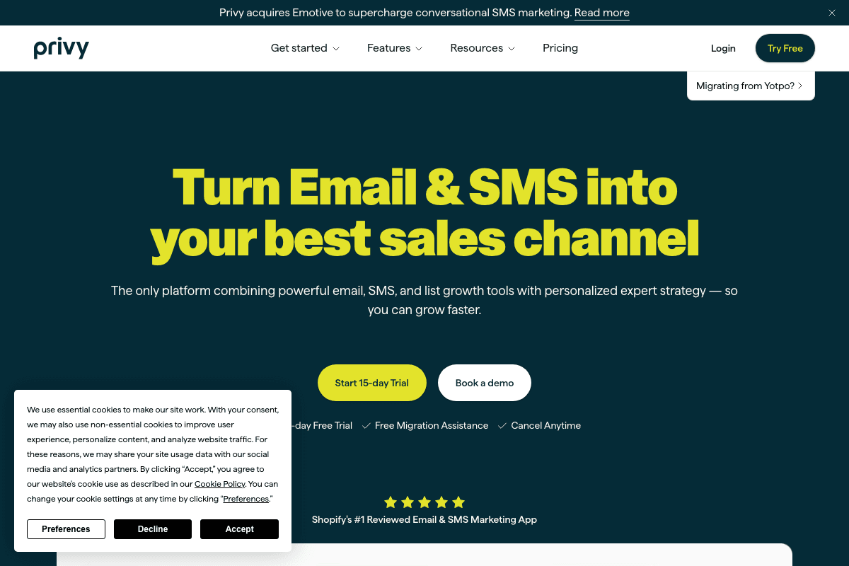 Privy homepage interface screenshot