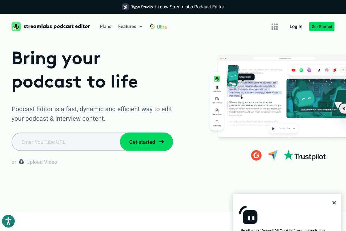 TypeStudio homepage interface screenshot
