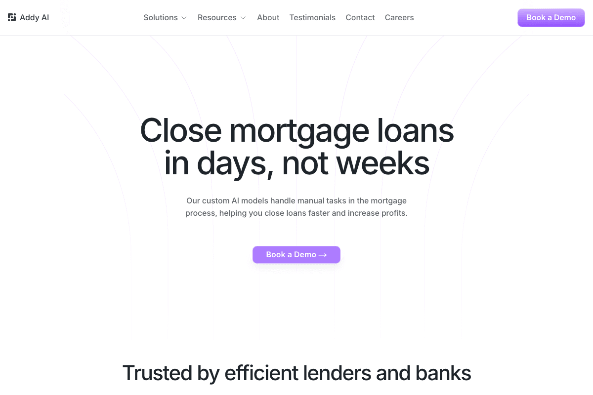 Addy AI homepage interface and features - marketing tool review