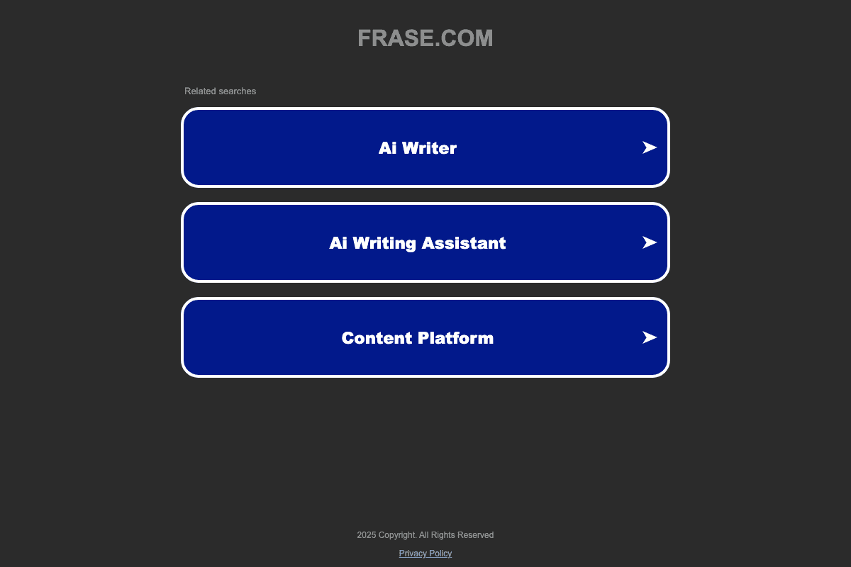 Frase homepage interface and features - marketing tool review