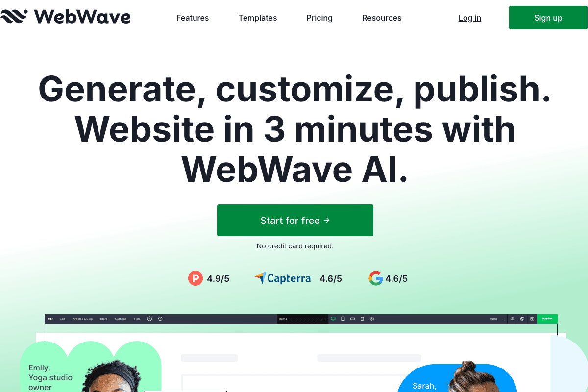 Webwave homepage interface and features - marketing tool review