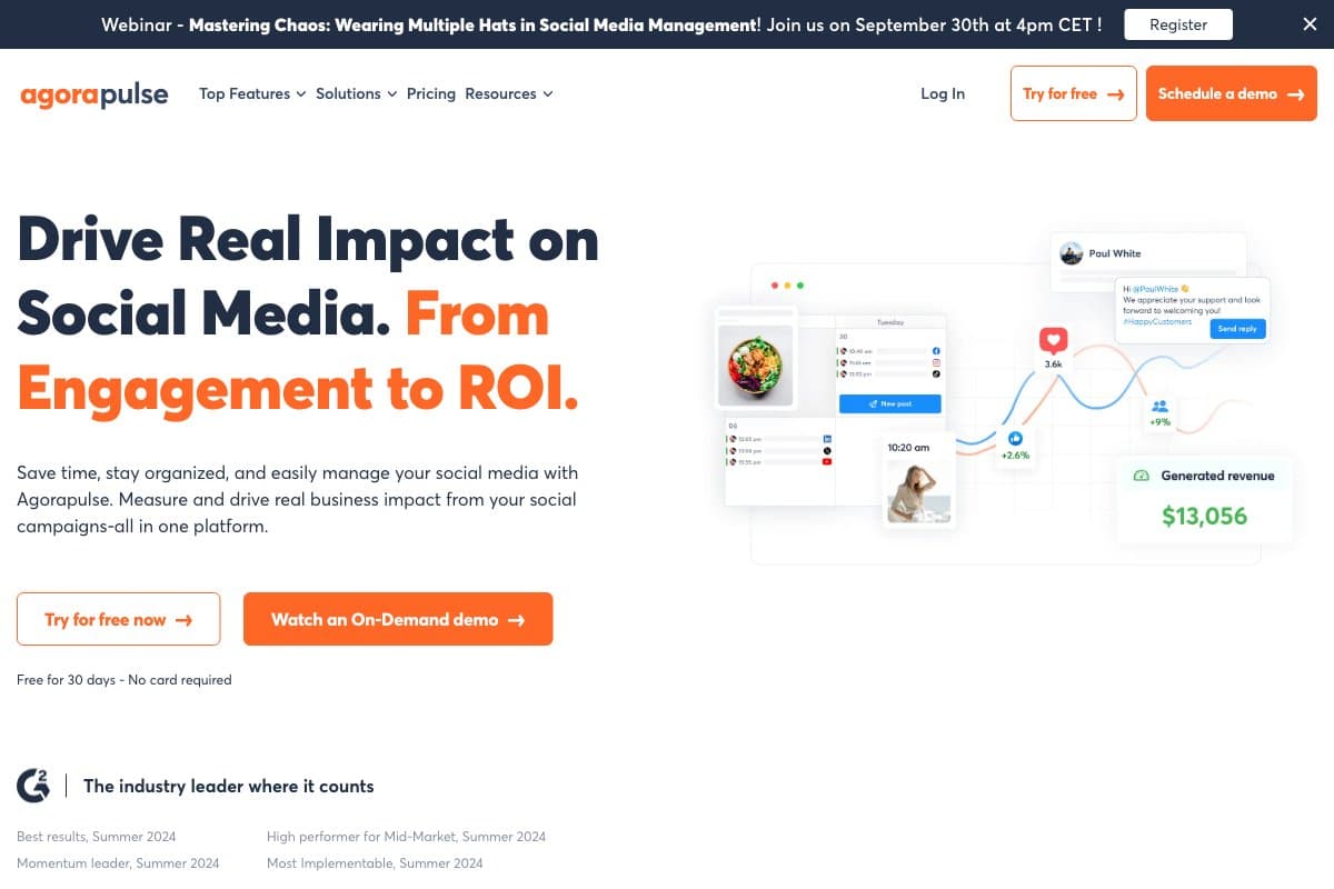 Agorapulse homepage interface screenshot
