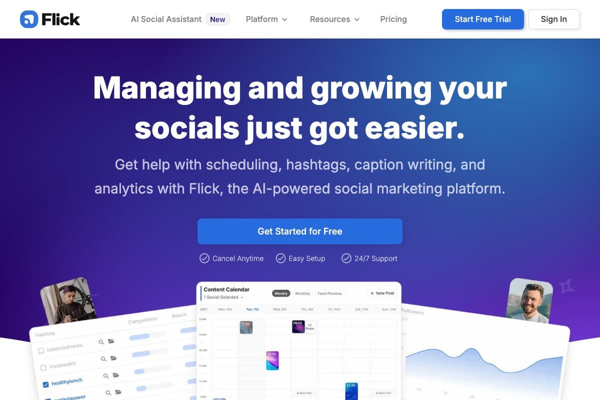 Flick homepage interface screenshot