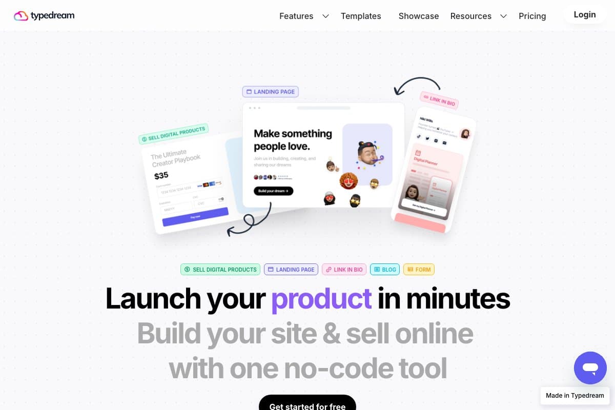 Typedream homepage interface screenshot