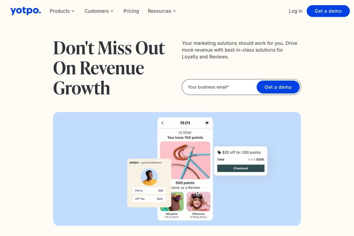 Yotpo homepage interface screenshot