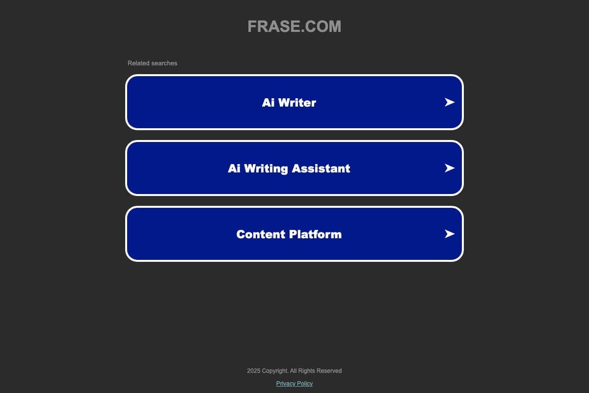 Frase homepage interface and features - marketing tool review