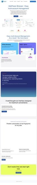 AdsPower Browser homepage interface - marketing tool review