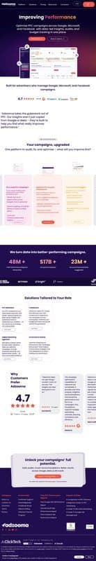 Adzooma homepage interface - marketing tool review