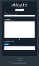 AI Social Bio homepage interface - marketing tool review