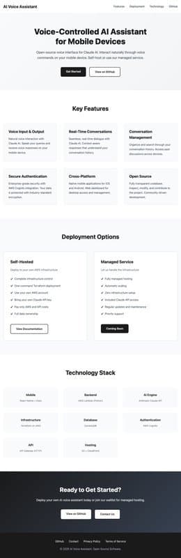 Ai voice assistant homepage interface - marketing tool review