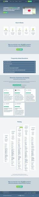 Article Factory homepage interface - marketing tool review