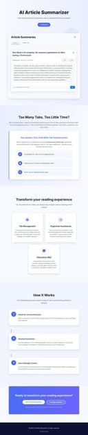 Article Summary homepage interface - marketing tool review