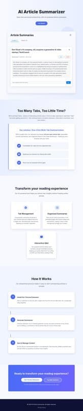 Article Summary homepage interface - marketing tool review