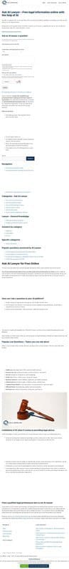 Ask AI Lawyer homepage interface - marketing tool review
