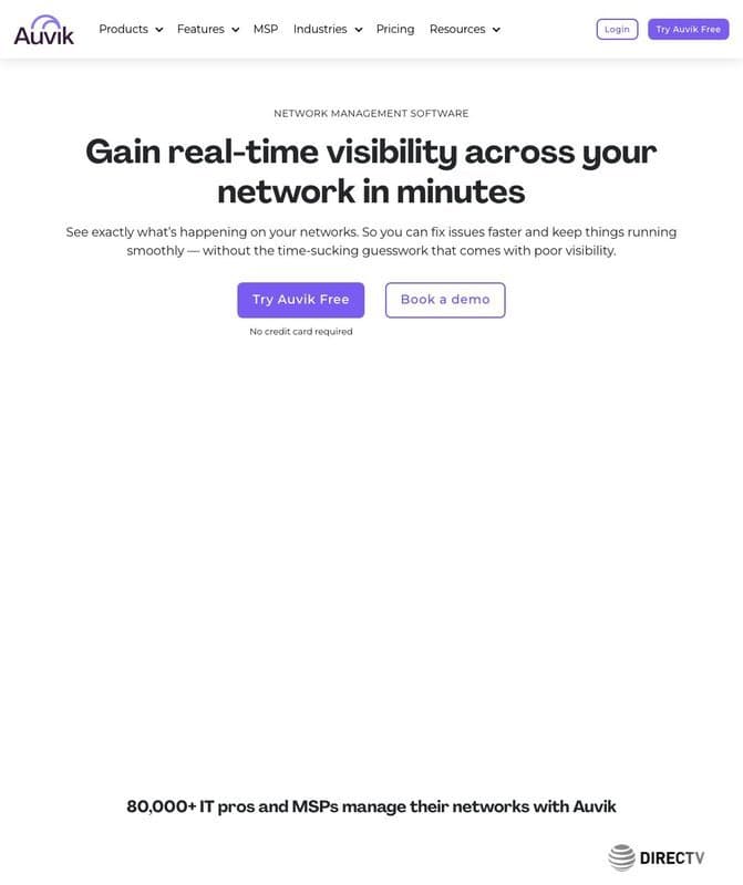 Auvik homepage interface - marketing tool review