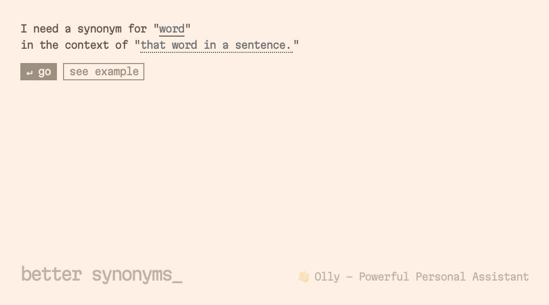 Better Synonyms homepage interface - marketing tool review