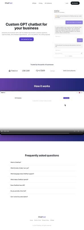 ChatFast homepage interface - marketing tool review