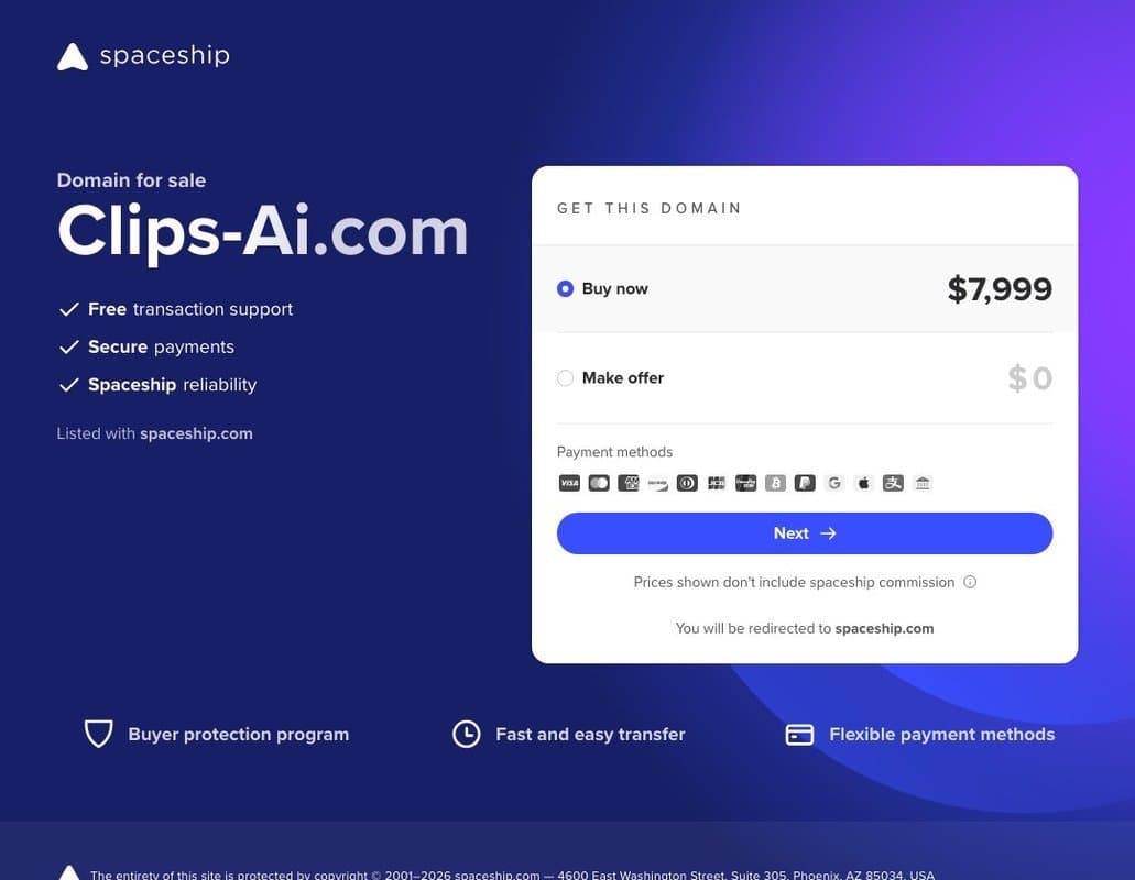 Clips AI homepage interface - marketing tool review