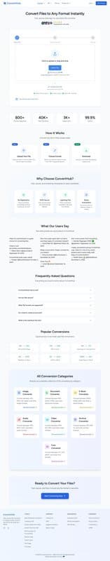 Converthub homepage interface - marketing tool review