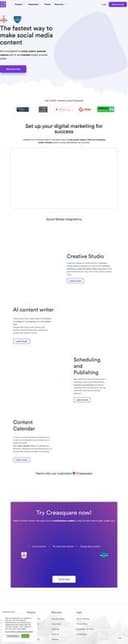 Creasquare homepage interface - marketing tool review