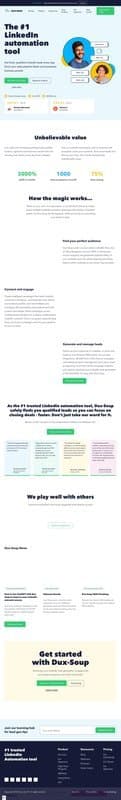 Dux-soup homepage interface - marketing tool review