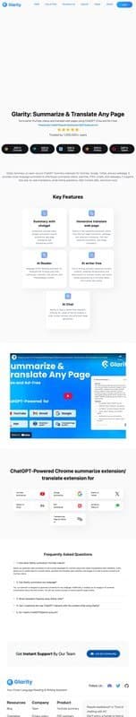 Glarity homepage interface - marketing tool review