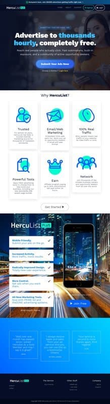Herculist homepage interface - marketing tool review