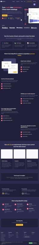 InboxPro homepage interface - marketing tool review