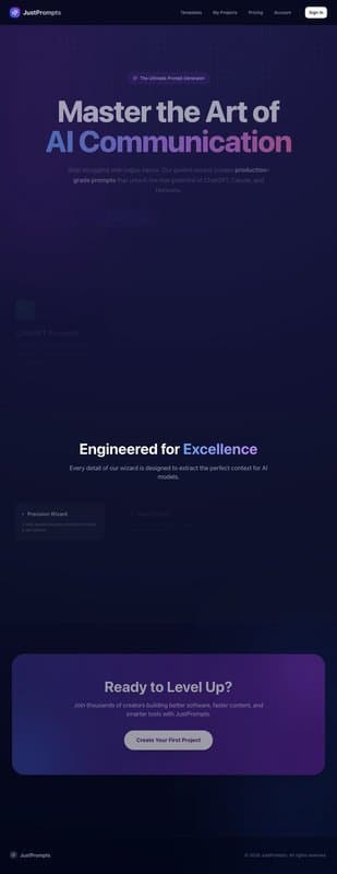 Just Prompts homepage interface - marketing tool review