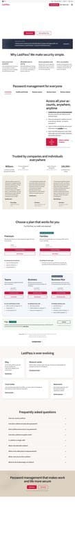 Lastpass homepage interface - marketing tool review