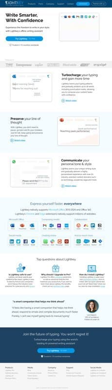 Lightkey homepage interface - marketing tool review