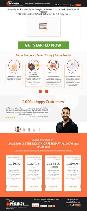 Link Processor homepage interface - marketing tool review
