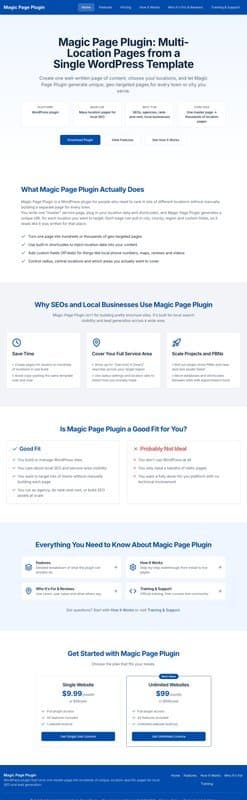 Magic Page Plugin homepage interface - marketing tool review