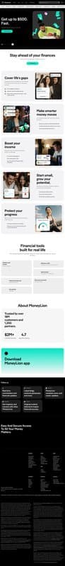 Moneylion homepage interface - marketing tool review