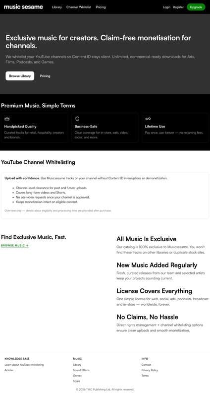 Musicsesame homepage interface - marketing tool review