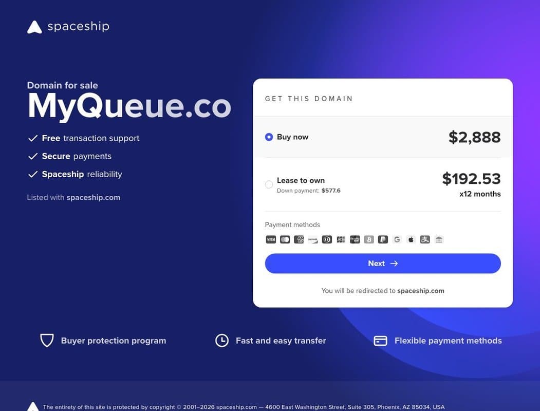 Myqueue homepage interface - marketing tool review