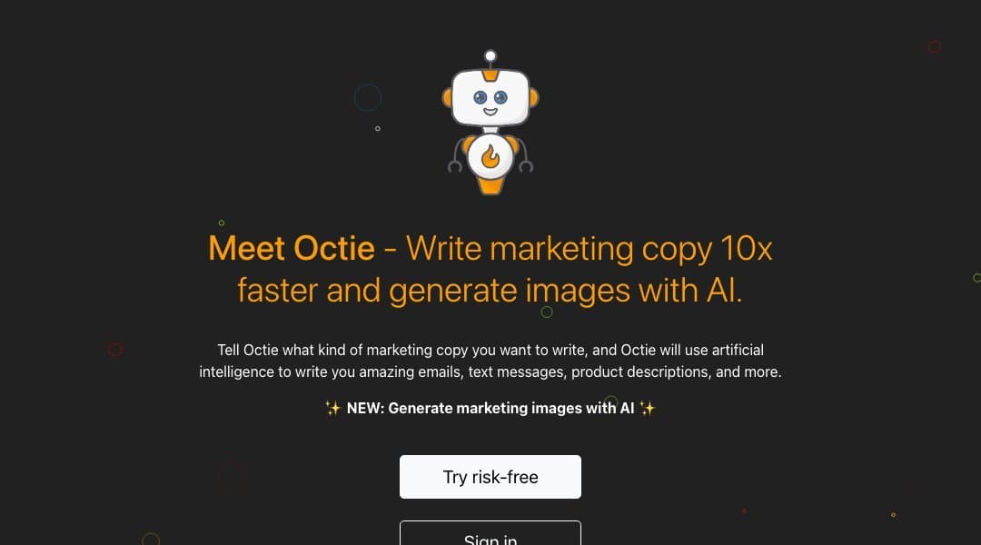 Octie homepage interface - marketing tool review