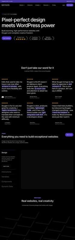 Oxygen Builder homepage interface - marketing tool review
