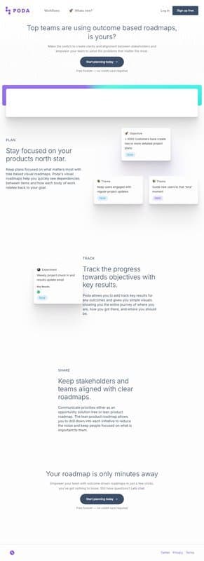 Poda homepage interface - marketing tool review