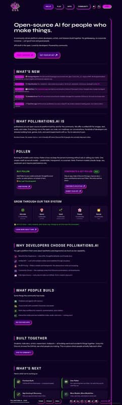 Pollinations homepage interface - marketing tool review