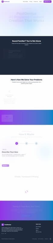 PostGenius homepage interface - marketing tool review