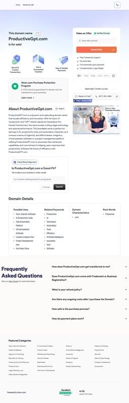 ProductiveGPT homepage interface - marketing tool review
