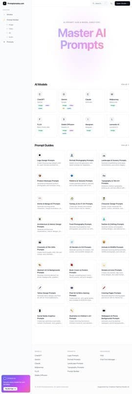 PromptoMANIA homepage interface - marketing tool review