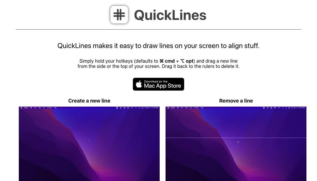 Quicklines homepage interface - marketing tool review
