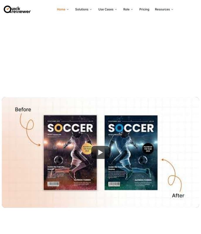 QuickReviewer homepage interface - marketing tool review